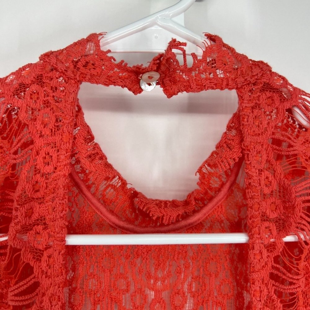 Free People Dress Coral Daydream Lace Mini Open Back Sleeveless NWT - Picture 8 of 12